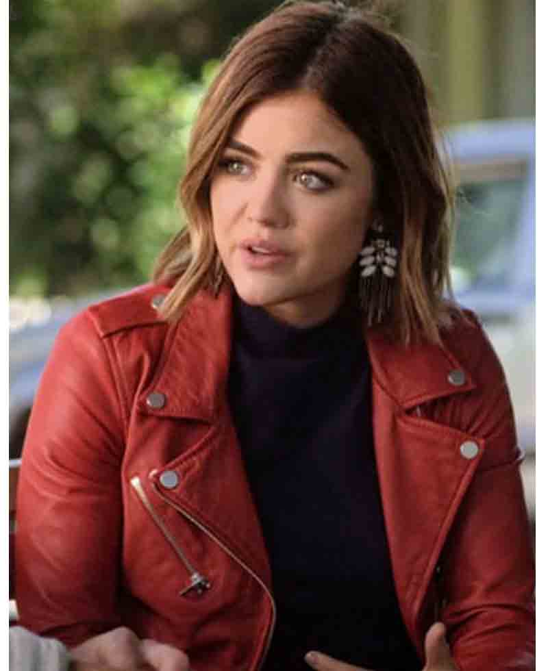 Lucy Hale Pretty Little Liars Red Leather Jacket
